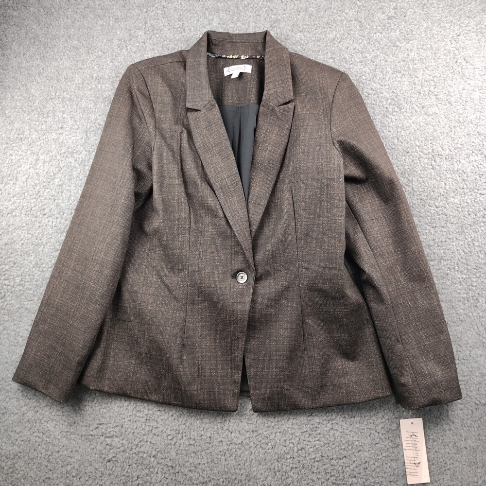 Nanettee Lepore Size 6 Brown Windowpane Blazer Office Career NWT $128